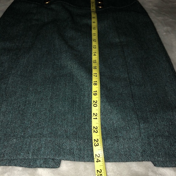 Teal Tweed Skirt Pencil Back Zipper - Picture 8 of 10